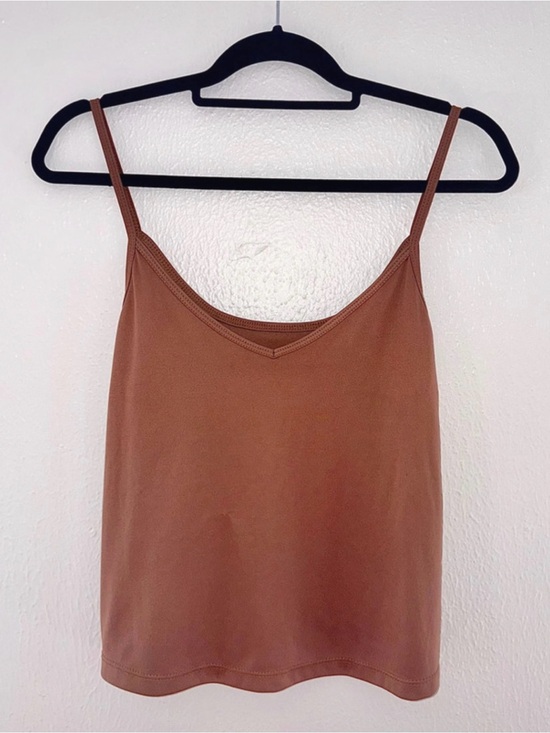 Tops - Brown Satin Cami Top Size PL V-Neck Spaghetti Strap Silky